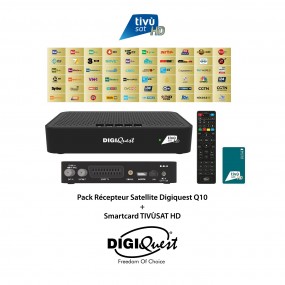 Pack TIVÙSAT HD Récepteur Satellite Digiquest Q10 + Carte Smartcard TIVUSAT HD