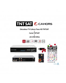 Pack Décodeur TV Cahors Teox HD TNTSAT + Carte TNTSAT + clé USB 64Go