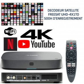 Décodeur satellite HD FREESAT UHD-4X1To