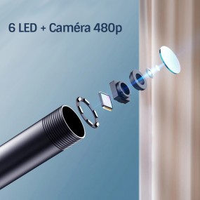 Endoscope Mini Caméra 3 En 1, 7mm Micro USB Type-C 6 LED