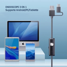 Endoscope Mini Caméra 3 En 1, 7mm Micro USB Type-C 6 LED