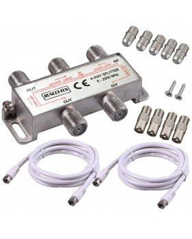 Pack répartiteur Splitter 1 entrée 4 sorties UHF/VHF/FM