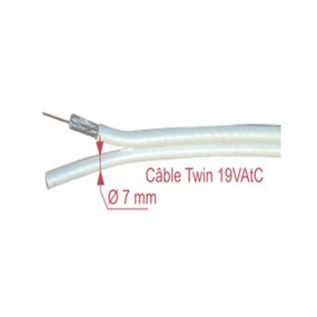 Câble Coaxial pour antenne satellite TV de 100 m métré TWIN