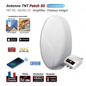 Antenne TV TNT extérieure blanc UHF Patch 50 HD Connect LTE 700 3 sorties