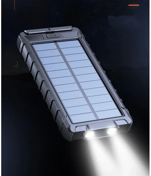 Chargeur solaire tanche 80000 MAh, batterie externe avec Port USB, pour Smartphone iPhone 13, avec lumire LED, Noir