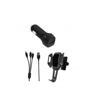 Kit Voiture 1x Câble Micro USB / Lightning / Type C + 1x Support + 1x Chargeur Allume Cigare