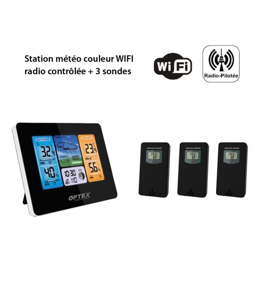 Station Météo Professionnelle WIFI / Radio Contrôlée Solaire - Couleur Avec  Capteur 5 en 1 et Sonde sans Fil Extérieure
