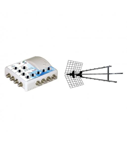 Antenne dextrieur Trinappe amplifie 57 dB Metronic 415049 Amplificateur TV TNT
