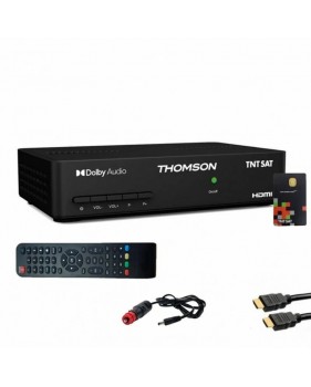 Pack Récepteur TV Satellite Full HD THOMSON THS806 + Carte d'accès TNTSAT + Câble HDMI + Câble 12V - Noir