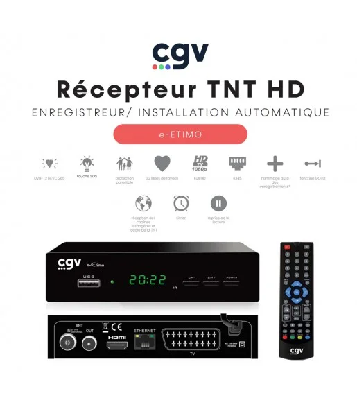 Récepteur Enregistreur TNT Full HD (RJ45) e-ETIMO
