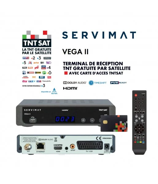 Récepteur TV satellite Full HD SERVIMAT VEGA II Carte d'accès TNTSAT V6