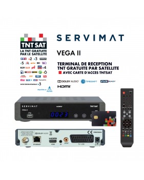 Récepteur TV satellite Full HD - SERVIMAT VEGA II + Carte d'accès TNTSAT