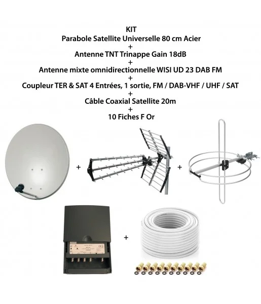 Kit Parabole Satellite 80 cm Acier