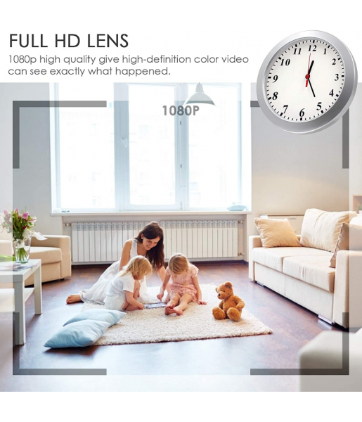 Mini caméra de surveillance Full HD 1080P horloge Carte Mémoire 128 Go