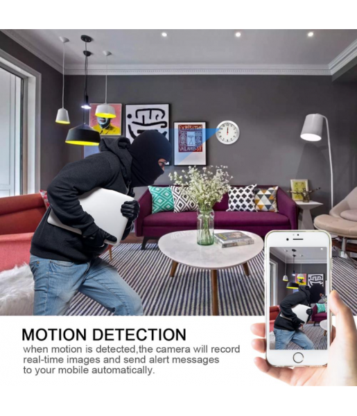 Mini caméra de surveillance Full HD 1080P horloge Carte Mémoire 128 Go
