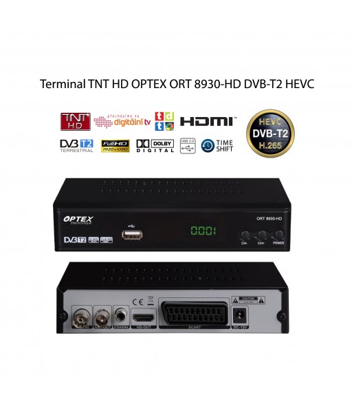 Terminal Récepteur TNT HD OPTEX ORT 8930-HD DVB-T2 HEVC Version 3