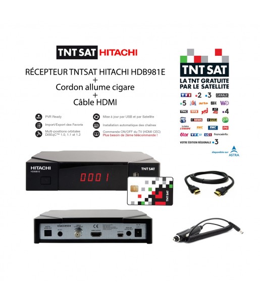 Récepteur TNTSAT HDB981E + Cordon Allume Cigare
