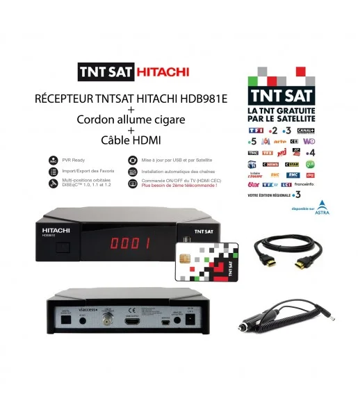 RECEPTEUR TNTSAT Hitachi HDB981E Cordon allume cigare car CABLE HDMI