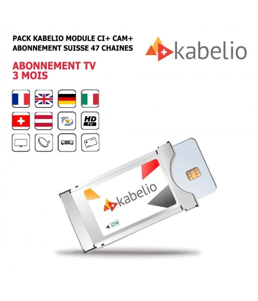 Pack CI+ Cam Module-PCMCIA-Kabelio-3-Mois