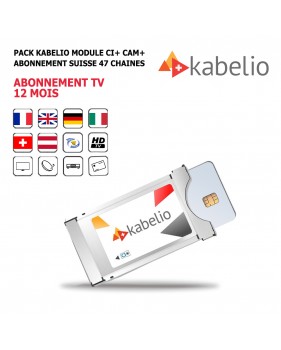 Pack CI+ Cam Module-PCMCIA-Kabelio-12-Mois