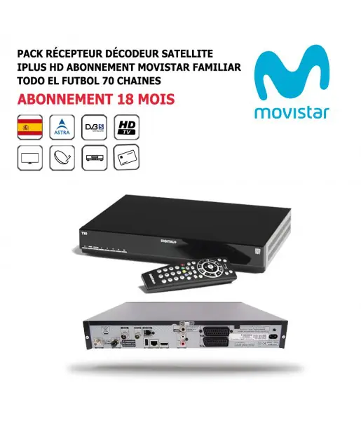 Pack Rcepteur Dcodeur Satellite iPlus HD + Abonnement 18 mois Movistar-Todo-el-Futbol-DST800SOG