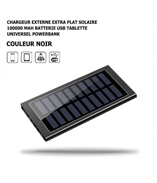 Présentation principale du chargeur externe extra plat solaire Powerbank-100000-mAh