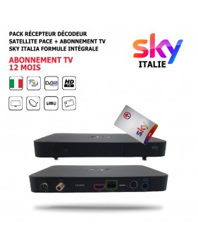 Pack Récepteur Décodeur Satellite + Abonnement Tv Pace-Sky-Italie-12-Mois