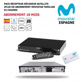 Pack Récepteur Décodeur Satellite iPlus HD + Abonnement 18 mois Movistar-Familiar-DST800SOG