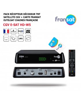 Pack Récepteur Décodeur Satellite + Carte Tv FRANSAT CGV-ESAT-HD-W5