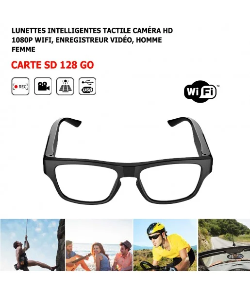 Présentation principale des lunettes intelligentes WiFi-Caméra-HD-128-Go