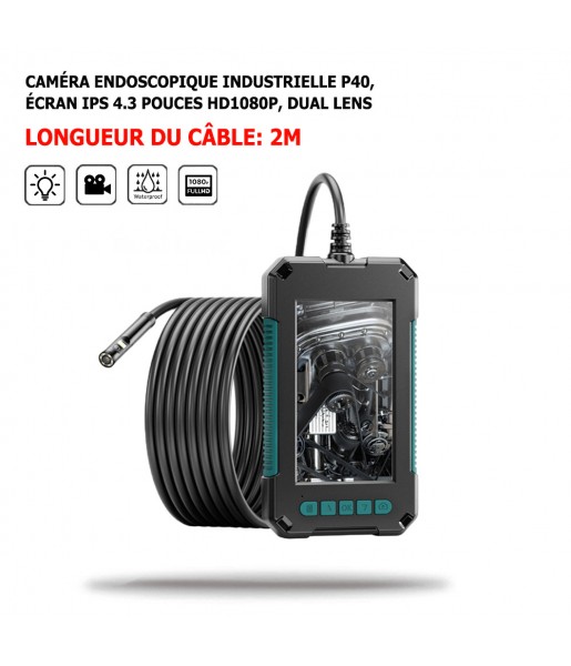 Caméra endoscopique sans fil à écran LCD couleur et lumière LED