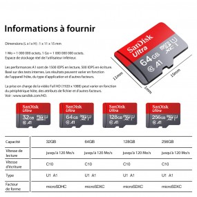 Carte Micro TF SD de classe 10 SanDisk 128 G