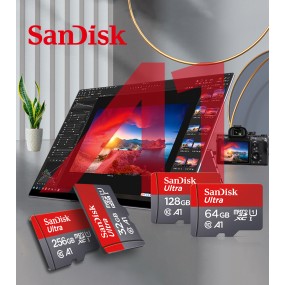 Carte Micro TF SD classe 10 SanDisk 64 G + Lecteur USB 2.0 - originale,  carte mémoire pour Smartphone Tablette Caméra Surveillance