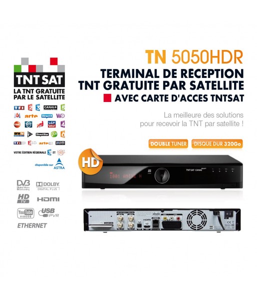 Décodeur Double Tuner Satellite HUMAX TN5050HDR 320 Go - Carte TNTSAT
