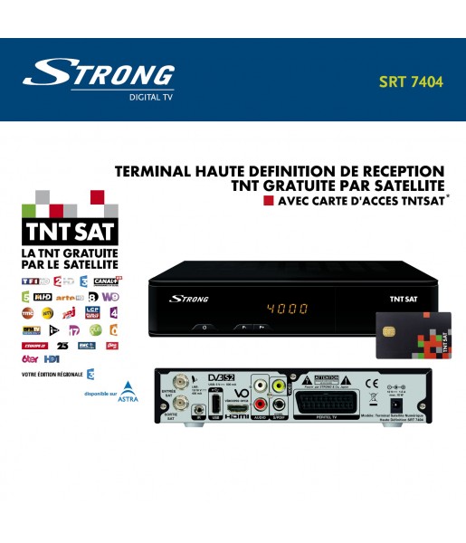 Décodeur Enregistreur Satellite HD STRONG SRT 7404 + Carte TNTSAT