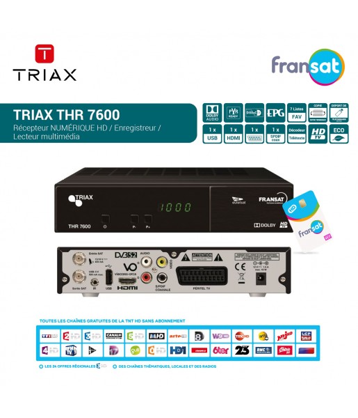Décodeur Satellite HD Triax THR 7600 FRANSAT + Carte FRANSAT