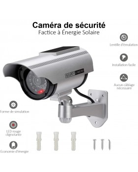 Caméra de Surveillance Factice Extérieur Energie Solaire Sans Fil