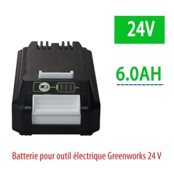 Batterie aste Eddie Ion pour outils électriques Greenworks, remplacement, 24V 6000mAh, compatible 20352, 22232