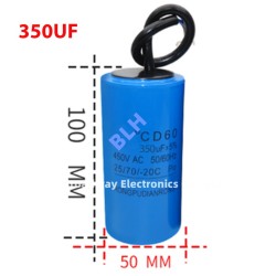 Condensateur de démarrage avec coque en plastique, cellule électrolytique, CD60, 450V, 450ylique, 350UF