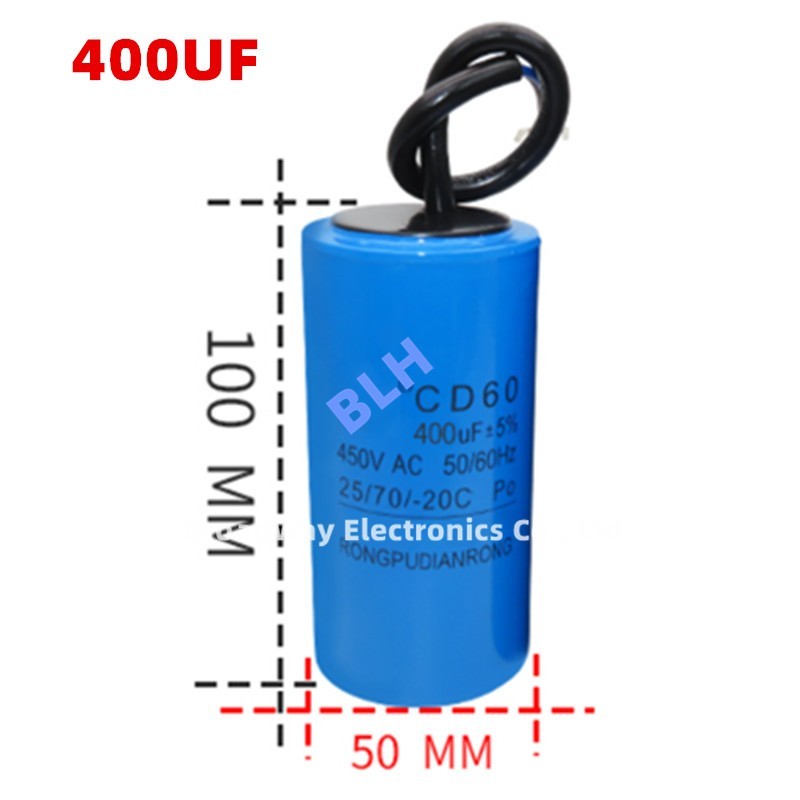 Condensateur de démarrage avec coque en plastique, cellule électrolytique, CD60, 450V, 450ylique, 400UF