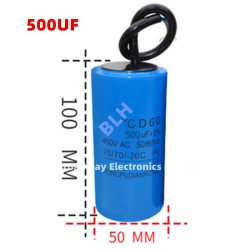 Condensateur de démarrage avec coque en plastique, cellule électrolytique, CD60, 450V, 450ylique, 500UF