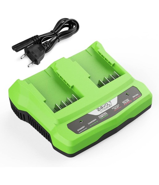 Chargeur de Batterie 24 V pour Greenworks Tools 24 V Compatible avec Toutes Les Batteries de la série Greenworks 24 V 2A