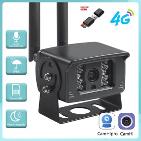 Caméra de Surveillance Sécurité extérieure IP SIM 3G 4G HD 5MP 1080P Sans Fil + Carte SD 128G + Lecteur