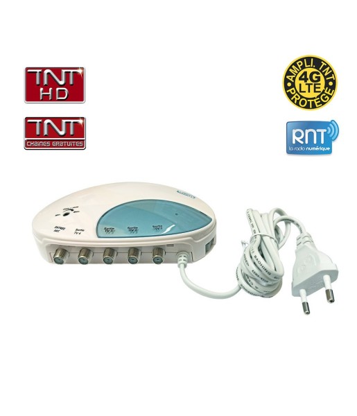 Amplificateur Répartiteur TV FM VHF / UHF TNT HD 1 entrée 4 sorties
