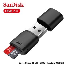 Lecteur USB 2.0 + Carte SD 128G