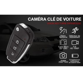 Mini Caméra Cachée Y3 Clé Voiture Full HD 1080P Détection de Mouvement