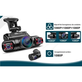 Caméra de voiture Dash Cam WiFi GPS voiture DVR Range Tour- 4 lentilles