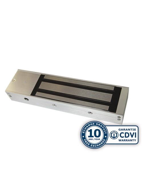 Ventouse électromagnétique aluminium rectangulaire en applique VEM600N - 600 kg - 12/24VCC - 500/250 mA LED d’état en option