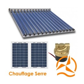 Kit chauffage solaire 12 Volts pour serre de 20 à 30 m2 avec capteur solaire