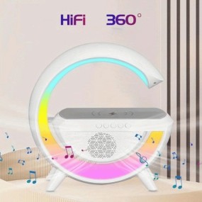 Haut-parleur Bluetooth Lampe de Table à Lumières RVB avec Chargeur Smartphone Sans Fil YN-2209